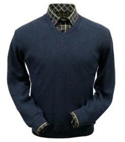 Peru Unlimited Baby Alpaca And Wool V-Neck Sweater - Midnight Heather