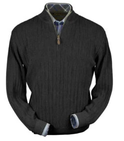 Peru Unlimited Baby Alpaca And Wool Half Zip Sweater - Charcoal