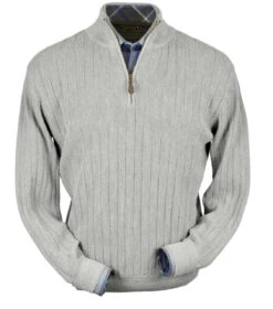 Peru Unlimited Baby Alpaca And Wool Half Zip Sweater - Light Grey