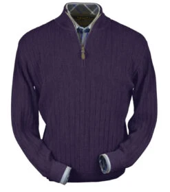 Peru Unlimited Baby Alpaca And Wool Half Zip Sweater - Plum Heather