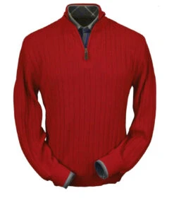 Peru Unlimited Baby Alpaca And Wool Half Zip Sweater - Rouge Red