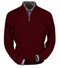 Peru Unlimited Baby Alpaca And Wool Half Zip Sweater - Wine