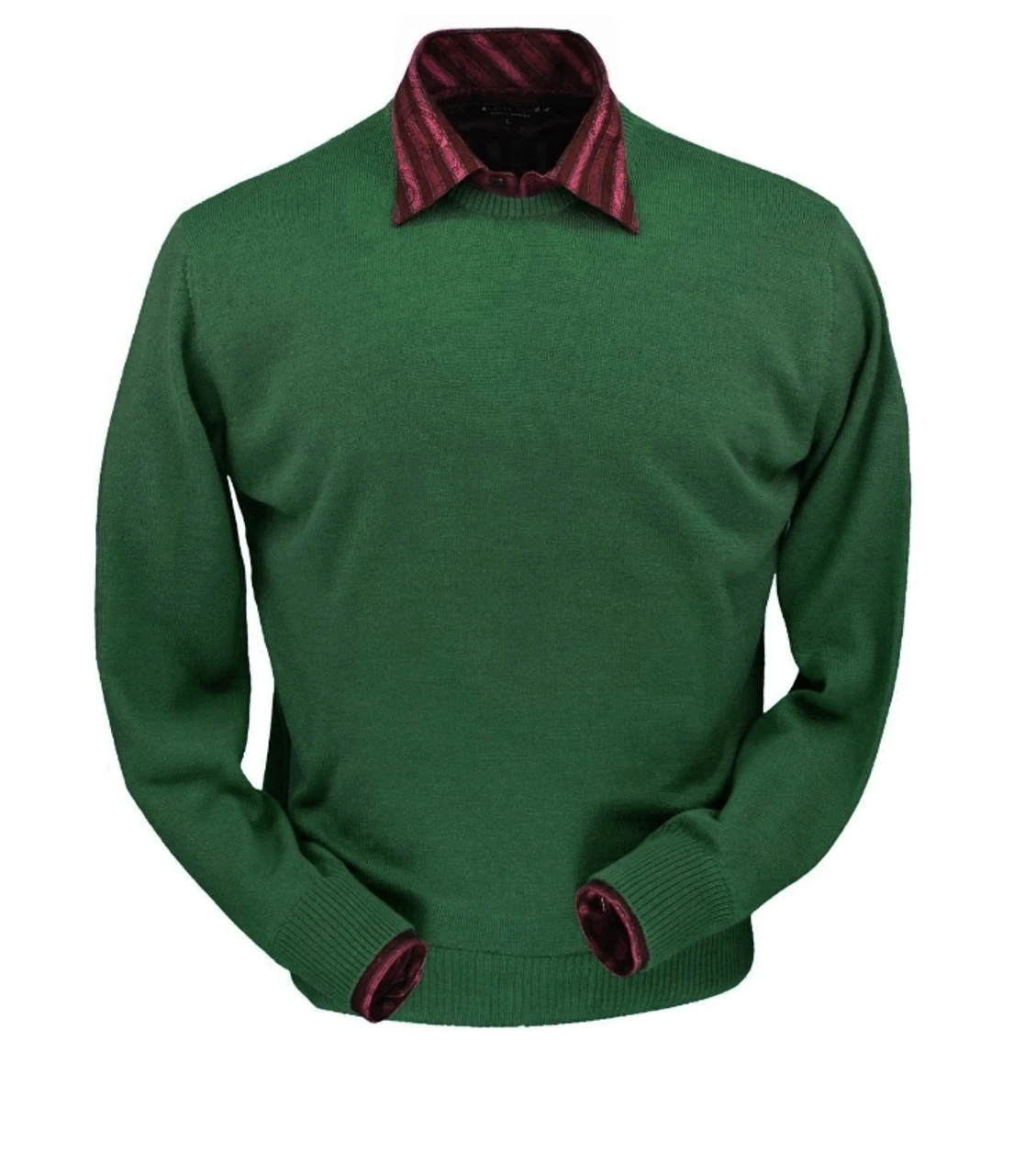 Peru Unlimited Pima Cotton Crew Neck Sweater - Pebble Green 4 Peru Unlimited Pima Cotton Crew Neck Sweater - Pebble Green - Image 2