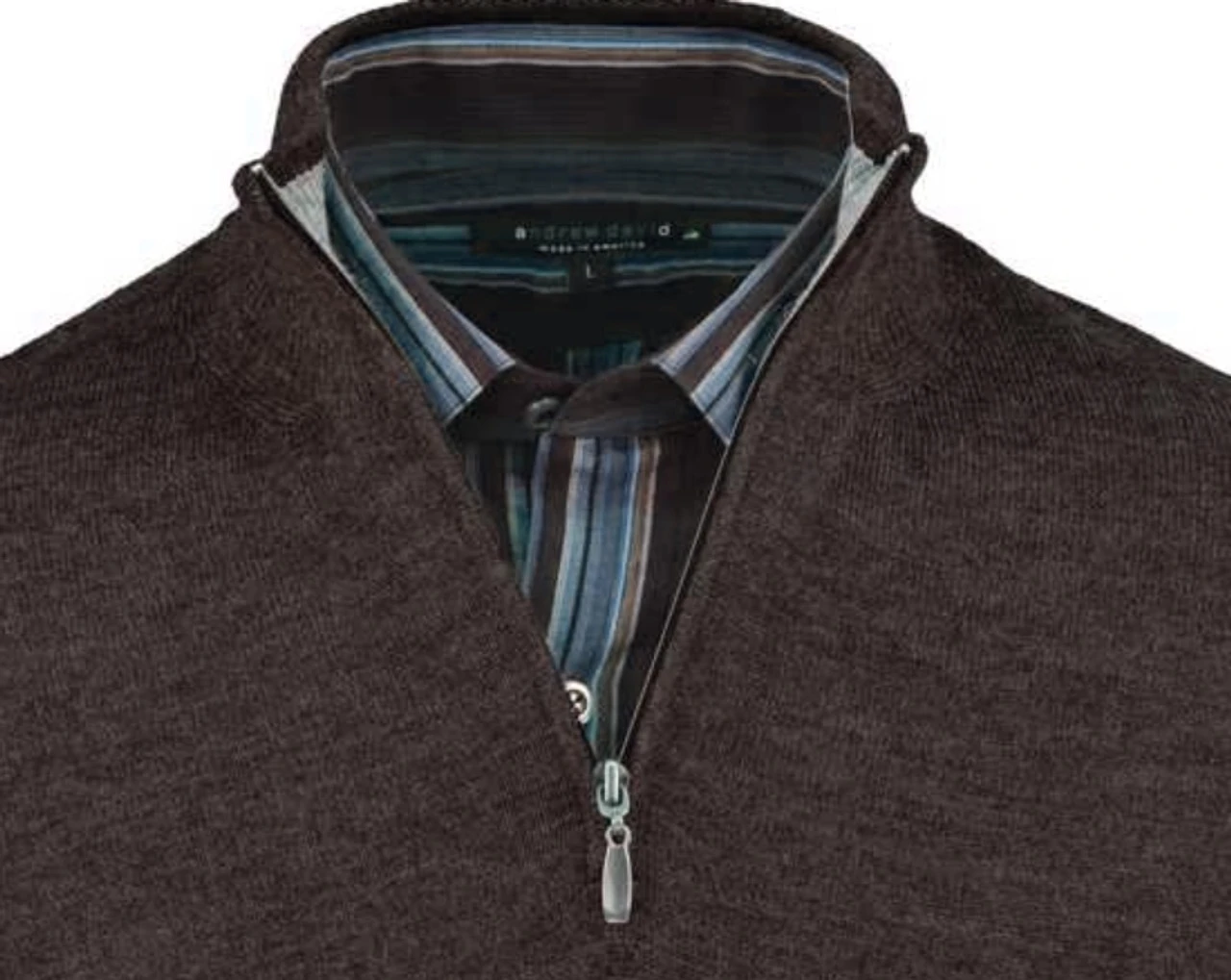 Peru Unlimited 100% Royal Alpaca Contrast Half Zip Sweater - Chocolate Heather 4 Peru Unlimited 100% Royal Alpaca Contrast Half Zip Sweater - Chocolate Heather - Image 2