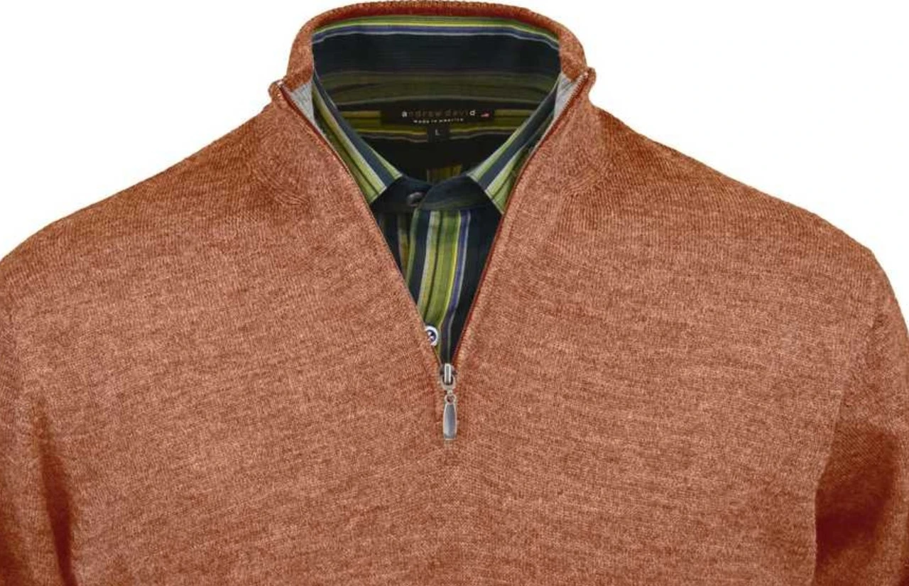 Peru Unlimited 100% Royal Alpaca Contrast Half Zip Sweater - Brick 4 Peru Unlimited 100% Royal Alpaca Contrast Half Zip Sweater - Brick - Image 2