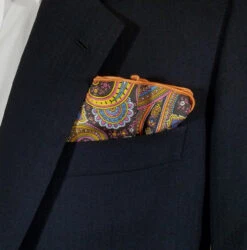 Peach Paisley 2-in-1 Pouf Round Pocket Square 14 Peach Paisley 2-in-1 Pouf Round Pocket Square -Fashion Formal Wear Store Peach Paisley 2 18576.1656022060