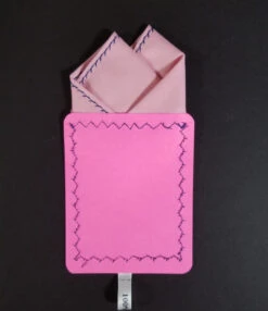 100% Cotton Pre-Folded Pocket Square Handkerchief Insert - Blue On Pink -Fashion Formal Wear Store Pink stich4 19150.1651184549