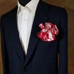 Antonio Ricci 2-in-1 Pouf Round Pocket Square - Red With White Swirl Pattern 8 Antonio Ricci 2-in-1 Pouf Round Pocket Square - Red With White Swirl Pattern -Fashion Formal Wear Store RedSwirl 02462.1661635672