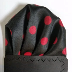 Red Dots On Black 100% Silk Pre-Folded Pocket Square Insert -Fashion Formal Wear Store Red POLKADOT BLACK 3 24961.1670431490