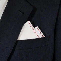 100% Cotton Pre-Folded Pocket Square Handkerchief Insert - Red On White