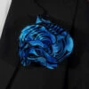 Antonio Ricci 2-in-1 Pouf Round Pocket Square - Royal Blue & Black Geo Pattern -Fashion Formal Wear Store Royal Black Geo a 49125.1651354192