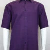 Sangi Modal Blend Short Sleeve Camp Shirt - Purple Plaid Weave -Fashion Formal Wear Store SGI SS 3820 52942.1522494723