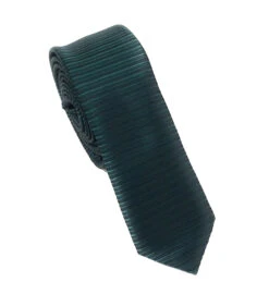 Antonia Horizontal Line Dark Green 100% Silk Skinny Tie - 2 Inch