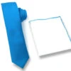 Antonia 100% Silk Tie W/Matching Trimmed Pocket Square - Medium Blue -Fashion Formal Wear Store SKTWH145 CON 83438.1550266225