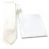 Antonia 100% Silk Tie W/Matching Trimmed Pocket Square - Ivory