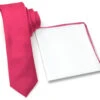 Antonia 100% Silk Tie W/Matching Trimmed Pocket Square - Dark Pink -Fashion Formal Wear Store SKTWH160 CON 44803.1550265200