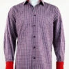 St. Cado Navy & Red Check Contrasting Cuff Fashion Sport Shirt - Button Cuff -Fashion Formal Wear Store STC 241 92138.1522485682
