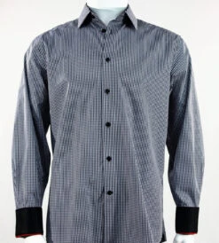 St. Cado Black & White Check Contrasting Cuff Fashion Sport Shirt - Button Cuff