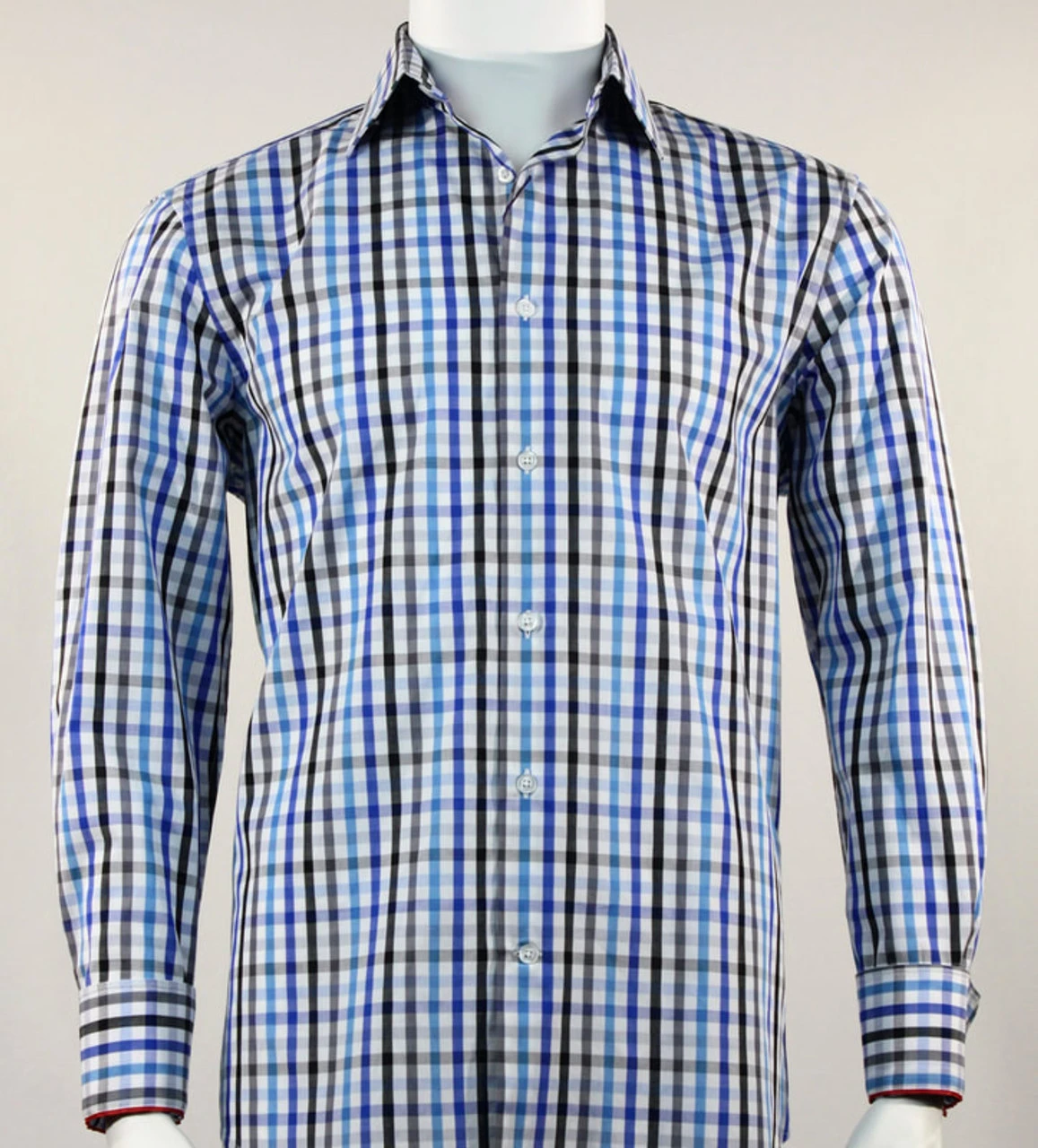 St. Cado Black & Blue Fashion Sport Shirt - Button Cuff 3 St. Cado Black & Blue Fashion Sport Shirt - Button Cuff