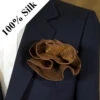Antonio Ricci 2-in-1 Bronze 100% Jacquard Silk Pouf Round Pocket Square -Fashion Formal Wear Store Silk Bronze AA 85296.1675368177