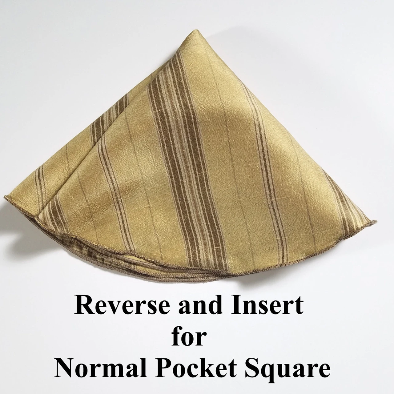 Antonio Ricci 2-in-1 Gold & Tan 100% Dupioni Silk Pouf Round Pocket Square 6 Antonio Ricci 2-in-1 Gold & Tan 100% Dupioni Silk Pouf Round Pocket Square - Image 4
