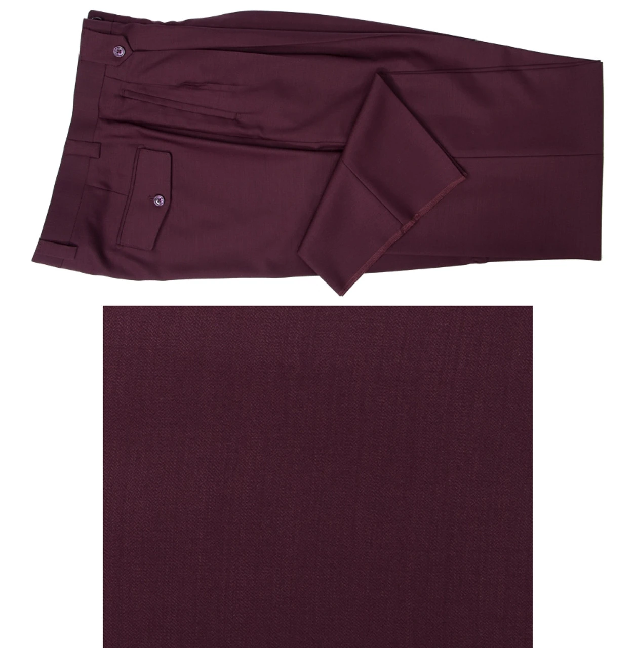 Tiglio Wide Leg Vested Italian Wool Suit - Burgundy 4 Tiglio Wide Leg Vested Italian Wool Suit - Burgundy - Image 2