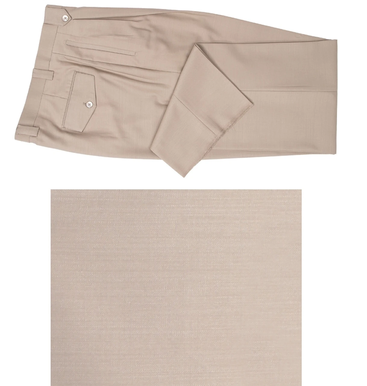 Tiglio Wide Leg Vested Italian Wool Suit - Sand 4 Tiglio Wide Leg Vested Italian Wool Suit - Sand - Image 2