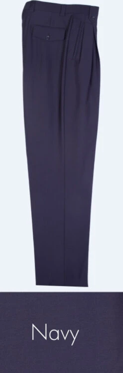 Tiglio 100% Wool Pleated Wide-Legged Slacks -Fashion Formal Wear Store TGL WL2576 navy 30196.1527007079
