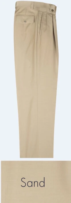 Tiglio 100% Wool Pleated Wide-Legged Slacks -Fashion Formal Wear Store TGL WL2576 sand 93455.1527007031