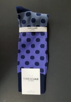 ThreadJar Premium Cotton & Spandex Socks - Blue & Purple Dot -Fashion Formal Wear Store TJ SK 751 3 81951.1644792742