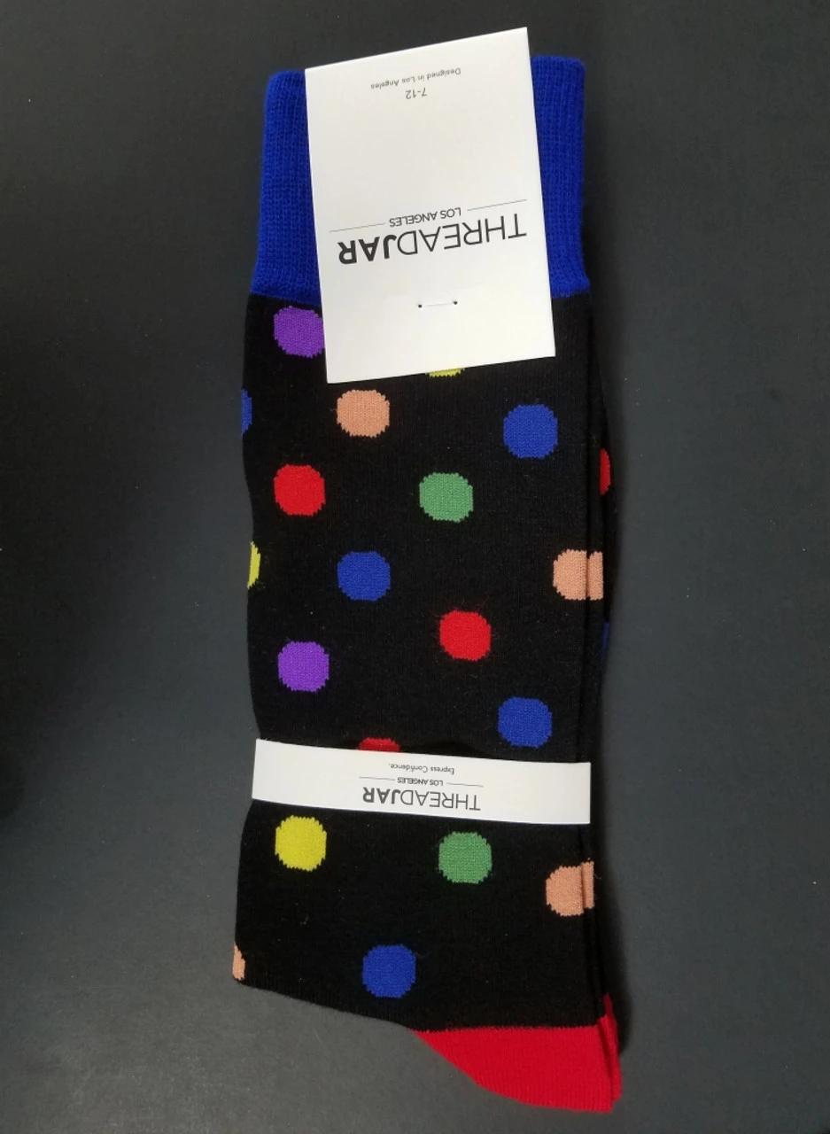 ThreadJar Premium Cotton & Spandex Socks - Colorful Polka Dots 4 ThreadJar Premium Cotton & Spandex Socks - Colorful Polka Dots - Image 2
