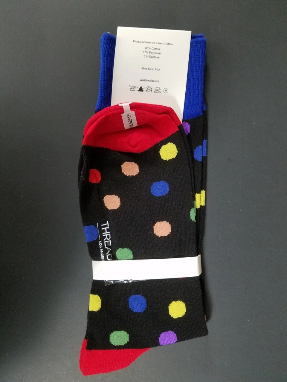 ThreadJar Premium Cotton & Spandex Socks - Colorful Polka Dots 5 ThreadJar Premium Cotton & Spandex Socks - Colorful Polka Dots - Image 3