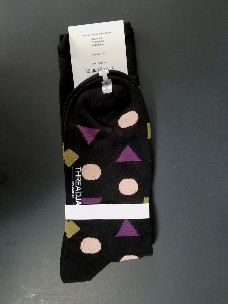 ThreadJar Premium Cotton & Spandex Socks - Geometric Designs 5 ThreadJar Premium Cotton & Spandex Socks - Geometric Designs - Image 3