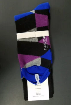ThreadJar Premium Cotton & Spandex Socks - Black Geometric Designs -Fashion Formal Wear Store TJ SK 760 3 78322.1644792867