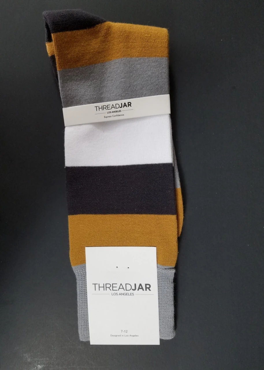ThreadJar Premium Cotton & Spandex Socks - Block Design 4 ThreadJar Premium Cotton & Spandex Socks - Block Design - Image 2