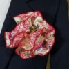 Antonio Ricci 2-in-1 Pouf Round Pocket Square - Ivory With Red Floral -Fashion Formal Wear Store Tan Red Floral A 40556.1683483576