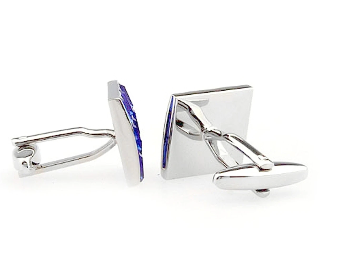 Royal Blue Baguette Crystal Square Cufflinks (V-CF-50350BL) 4 Royal Blue Baguette Crystal Square Cufflinks (V-CF-50350BL) - Image 2