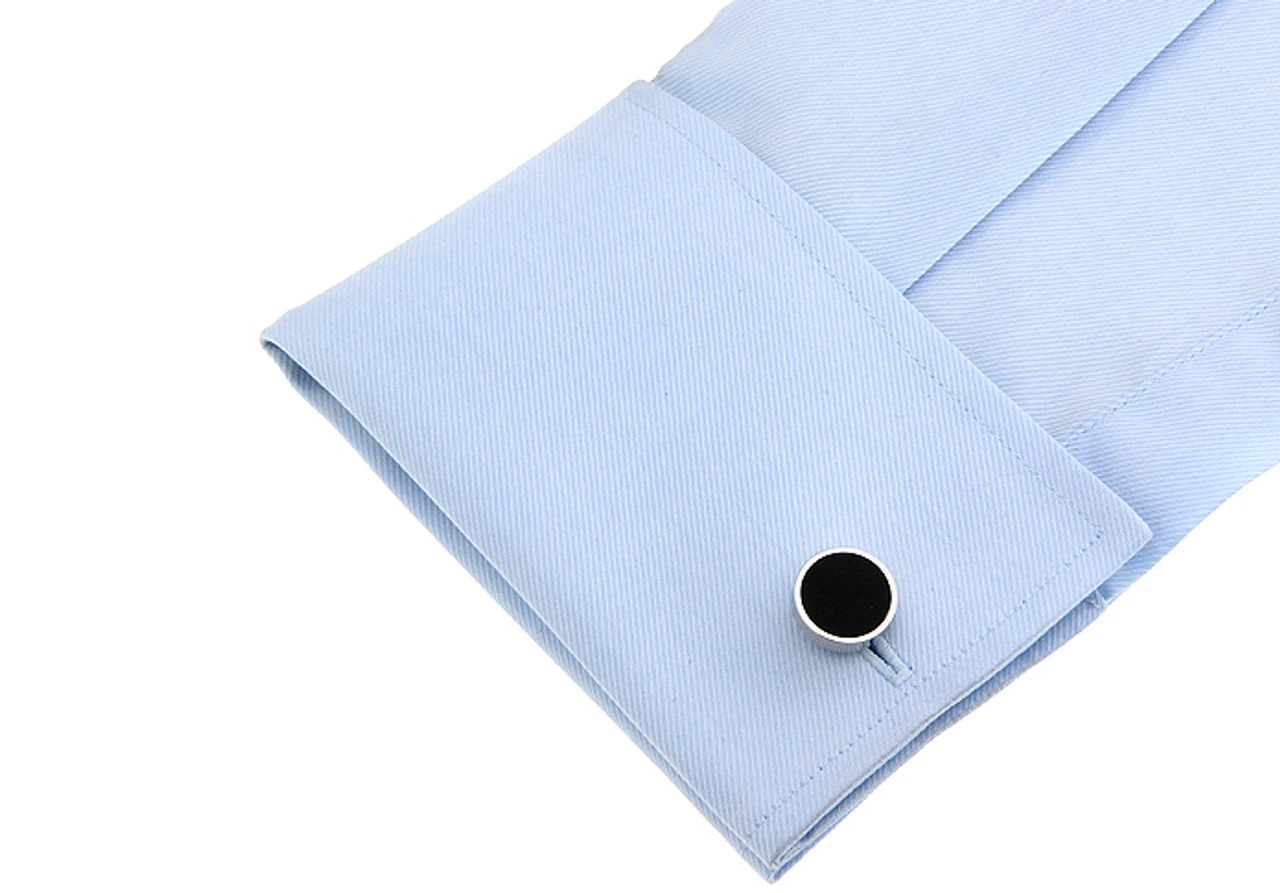 Round Black Onyx Cufflinks (V-CF-56005) 6 Round Black Onyx Cufflinks (V-CF-56005) - Image 4