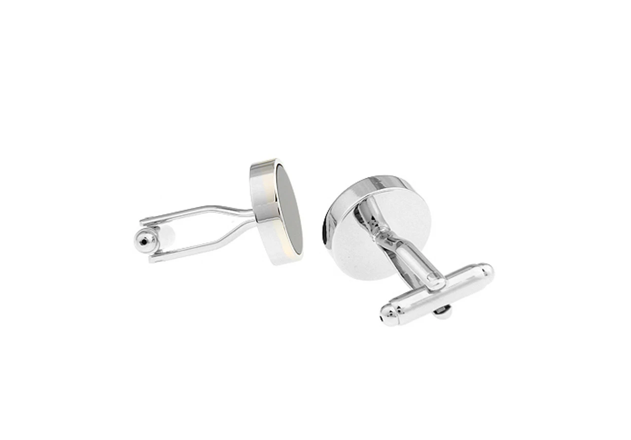 Round Black Onyx Cufflinks (V-CF-56005) 4 Round Black Onyx Cufflinks (V-CF-56005) - Image 2