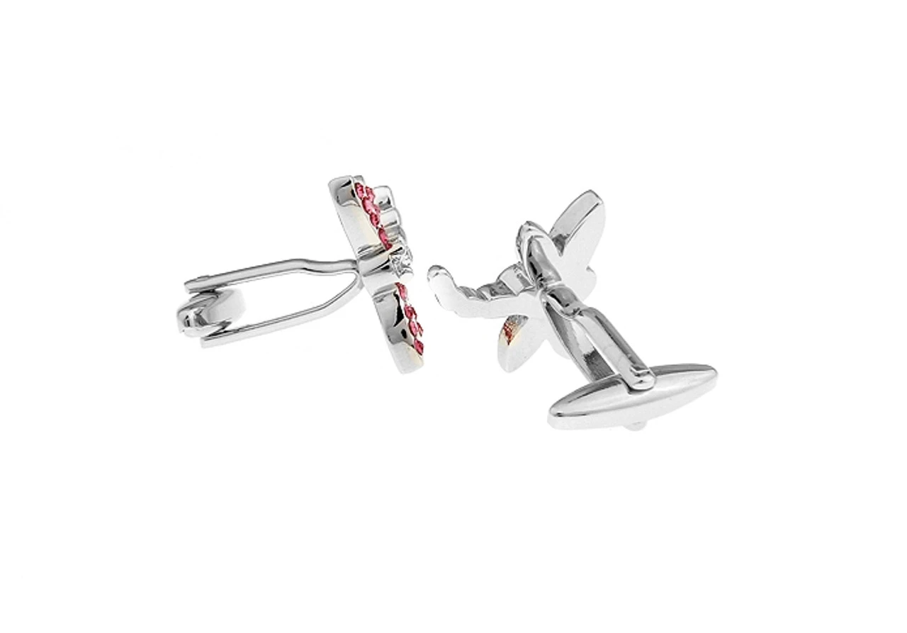 Pink Swarovski® Crystal Dragonfly Cufflinks (V-CF-56659P) 4 Pink Swarovski® Crystal Dragonfly Cufflinks (V-CF-56659P) - Image 2