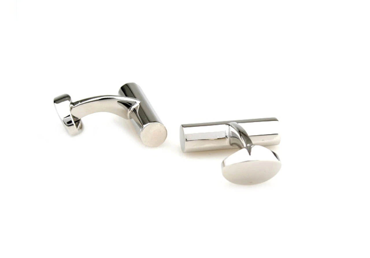 Long Silver Cylinder Cufflinks (V-CF-57530) 5 Long Silver Cylinder Cufflinks (V-CF-57530) - Image 3