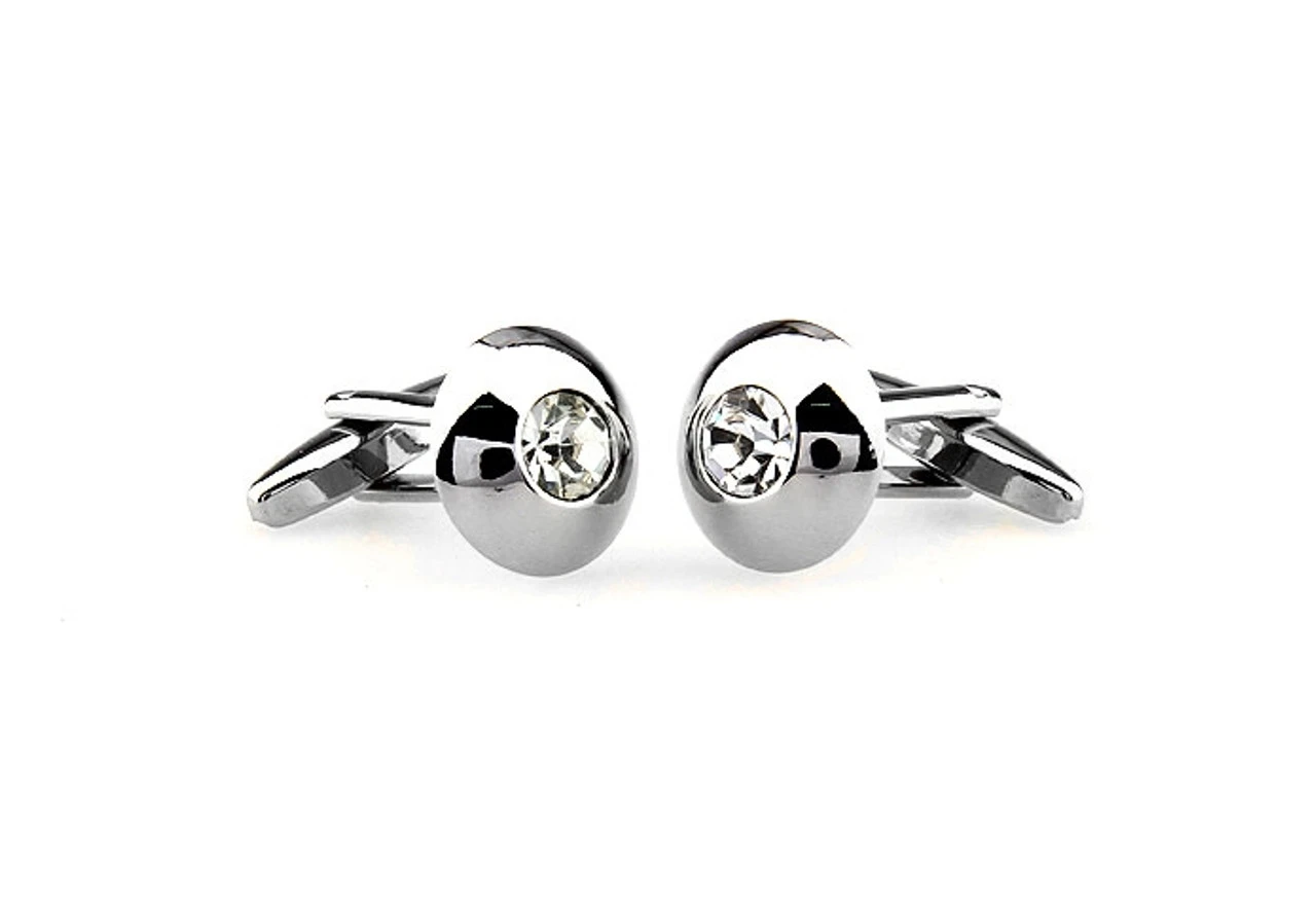 Small Round Diamond Crystal Cufflinks (V-CF-61308C-S) 5 Small Round Diamond Crystal Cufflinks (V-CF-61308C-S) - Image 3