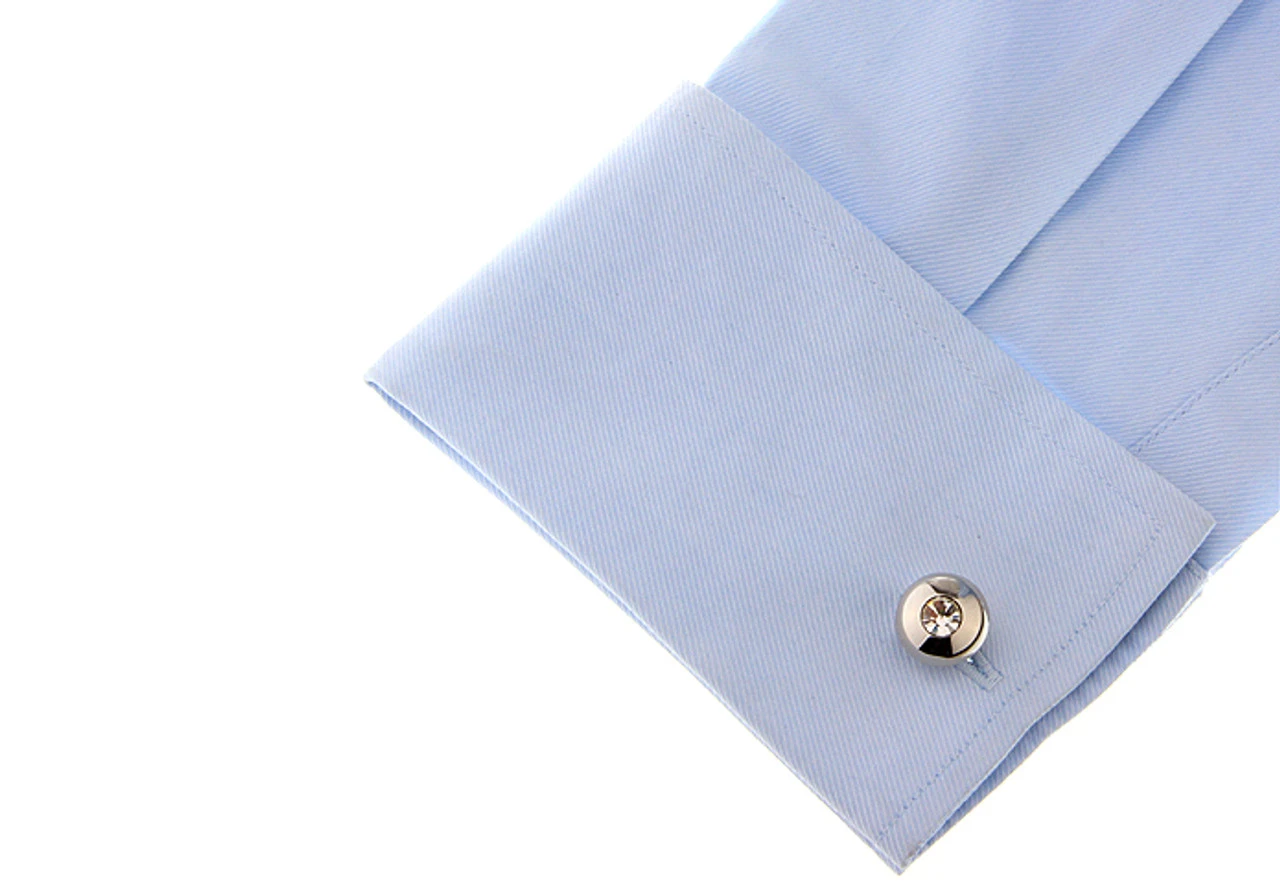 Small Round Diamond Crystal Cufflinks (V-CF-61308C-S) 4 Small Round Diamond Crystal Cufflinks (V-CF-61308C-S) - Image 2