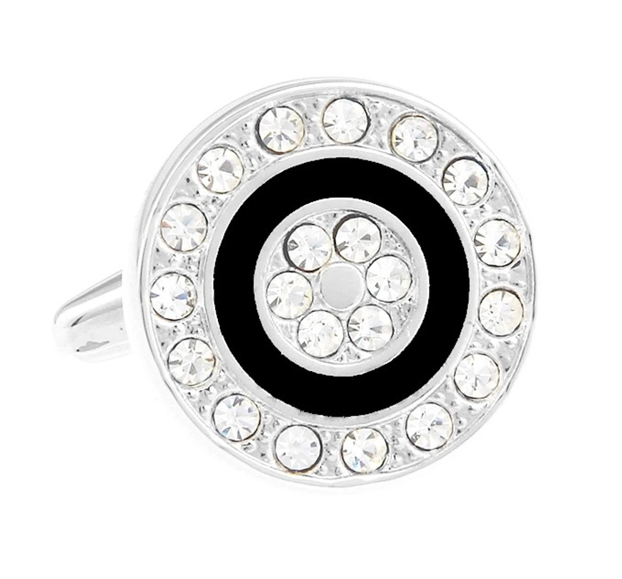 Diamond Crystal Circle Cufflinks (V-CF-61360) 3 Diamond Crystal Circle Cufflinks (V-CF-61360)