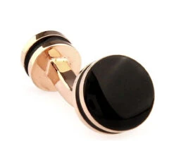 Double Sided Black Coated Enamel Rose Gold Cufflinks (V-CF-65625B-RG)
