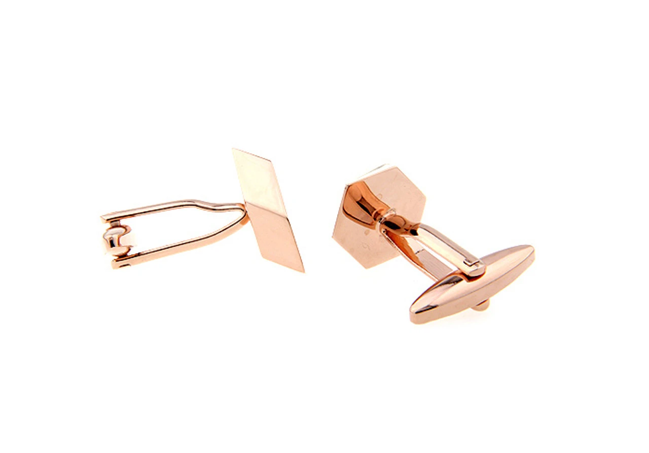 Geometric Rose Gold Cufflinks (V-CF-67559-RG) 4 Geometric Rose Gold Cufflinks (V-CF-67559-RG) - Image 2