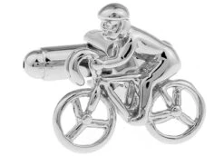 Silver Biker On Bicycle Cufflinks (V-CF-70319)