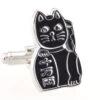 Maneki-neko Good Fortune Cat Black Cufflinks (V-CF-70962B) -Fashion Formal Wear Store V CF 70962B 2 37427.1522697800