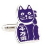 Maneki-neko Good Fortune Cat Purple Cufflinks (V-CF-70962PR) -Fashion Formal Wear Store V CF 70962PR 2 19355.1522697802