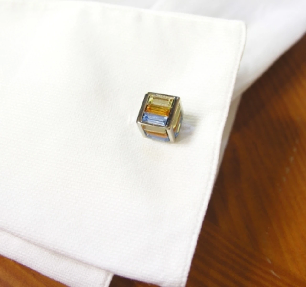 Small Multi-Colored Cubed Baguette Swarovski® Crystal Cufflinks (V-CF-C1000M-S) 5 Small Multi-Colored Cubed Baguette Swarovski® Crystal Cufflinks (V-CF-C1000M-S) - Image 3